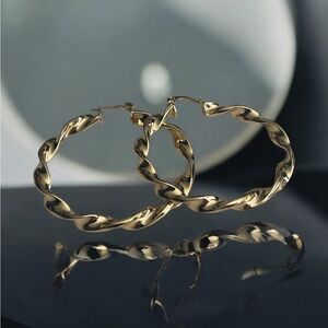 14k Gold ElectroplatedTwisted Hoop Earrings